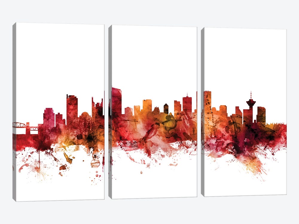 Vancouver, Canada Skyline by Michael Tompsett 3-piece Canvas Wall Art