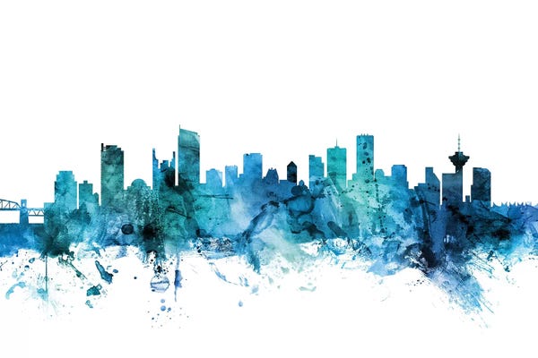 British Columbia: Blue Vancouver, Canada Skyline by Michael Tompsett