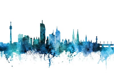 Blue Vienna, Austria Skyline by Michael Tompsett art print