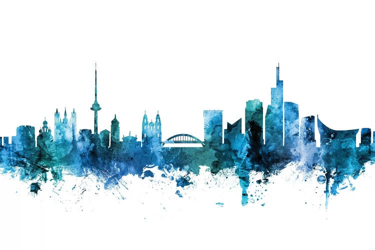 Blue Vilnius, Lithuania Skyline by Michael Tompsett wall art