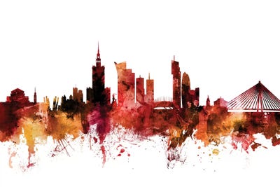 Rusted Warsaw, Poland Skyline by Michael Tompsett multi panel art
