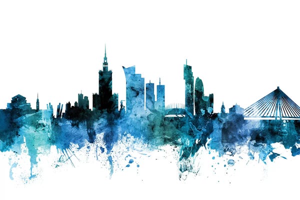 Poland: Blue Warsaw, Poland Skyline by Michael Tompsett