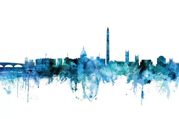 Washington, D.C.: Blue Washington, DC Skyline by Michael Tompsett