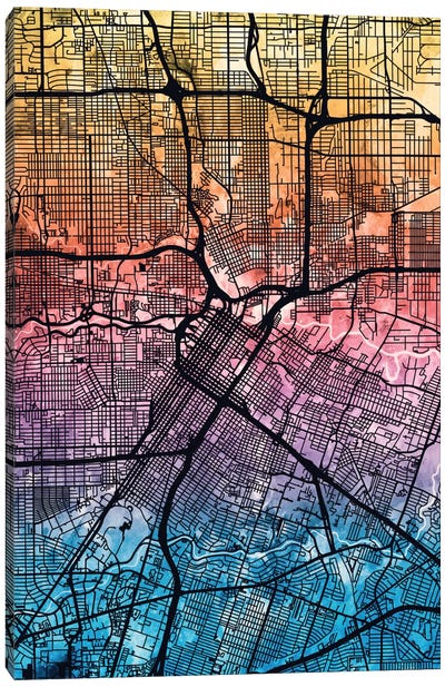 Houston, Texas, USA Canvas Art Print - Abstract Maps Art