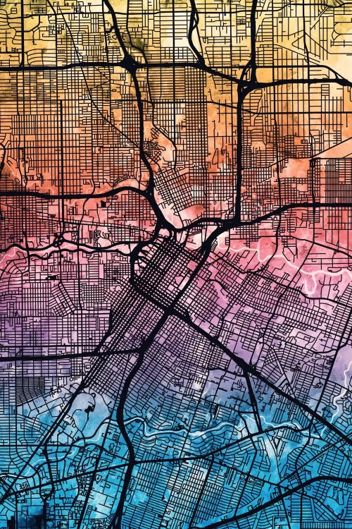 Reverse Blend Map Of Houston, Texas, USA