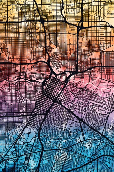 Reverse Blend Map Of Houston, Texas, USA