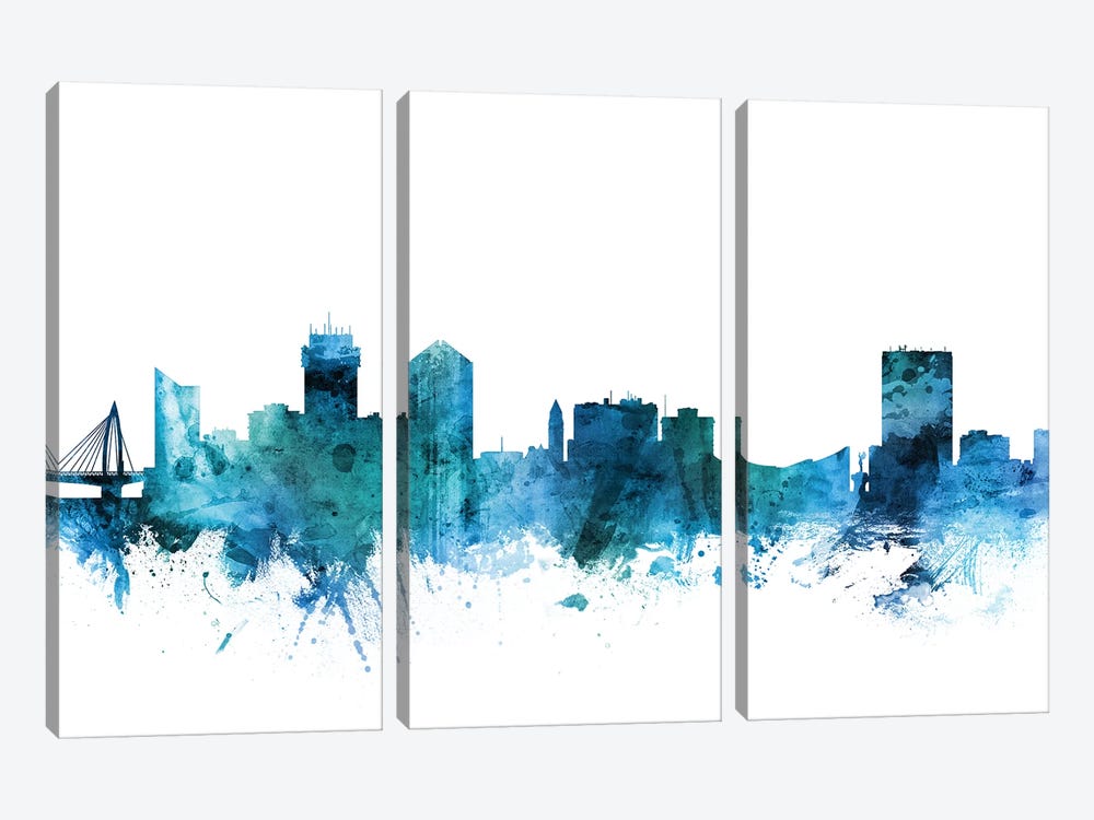 Wichita, Kansas Skyline by Michael Tompsett 3-piece Canvas Print
