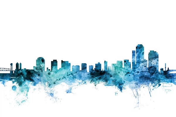 North Carolina: Blue Wilmington, Delaware Skyline by Michael Tompsett