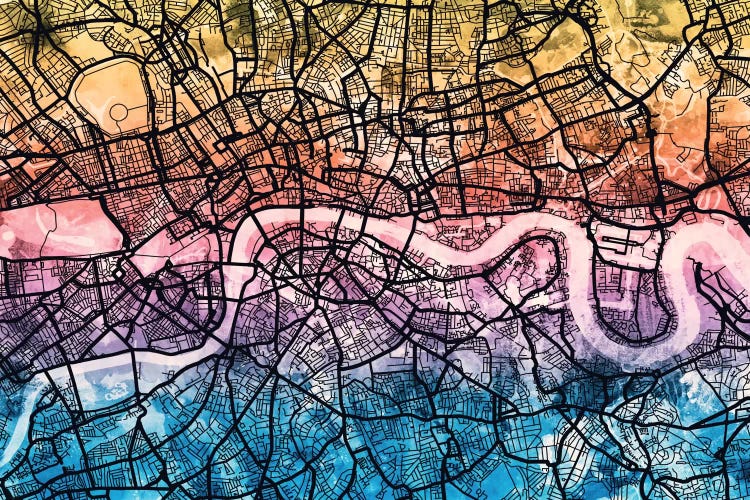 Reverse Blend Map Of London, England, United Kingdom
