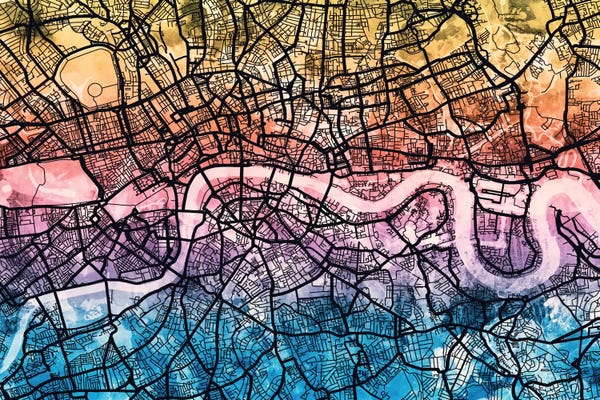 England: Reverse Blend Map Of London, England, United Kingdom by Michael Tompsett