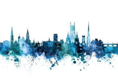 Blue Worcester, England Skyline by Michael Tompsett canvas print