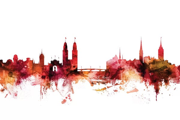 Zurich: Rusted Zurich, Switzerland Skyline by Michael Tompsett