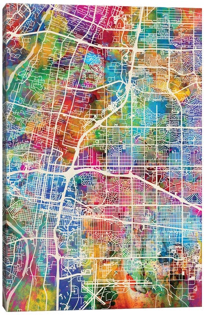 Albuquerque New Mexico City Street Map I Canvas Art Print - New Mexico Art