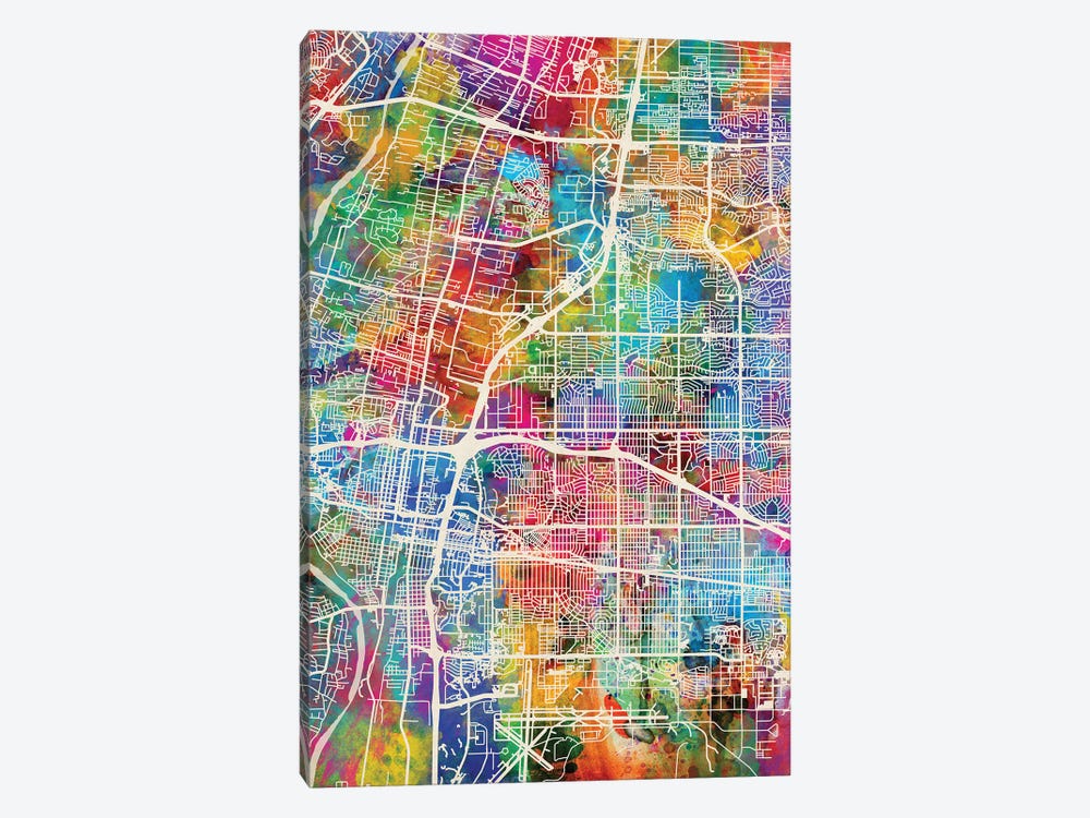 Albuquerque New Mexico City Street Map I by Michael Tompsett 1-piece Canvas Print
