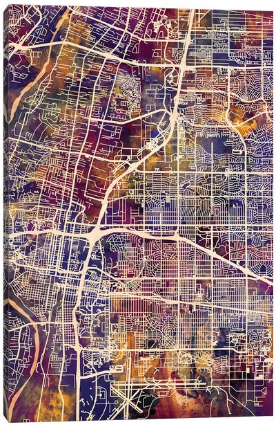 Albuquerque New Mexico City Street Map II Canvas Art Print - New Mexico Art