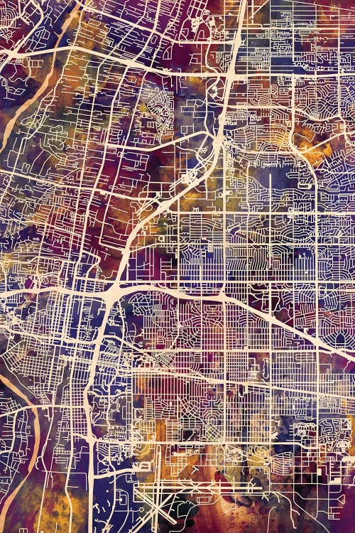 Purple Splash Albuquerque New Mexico City Street Map II