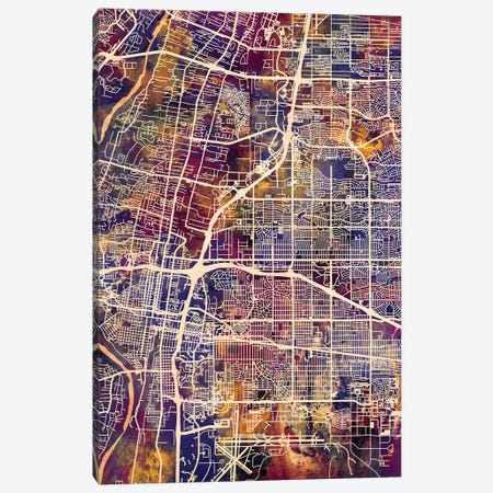 Albuquerque New Mexico City Street Map II Canvas Print #MTO1667} by Michael Tompsett Art Print