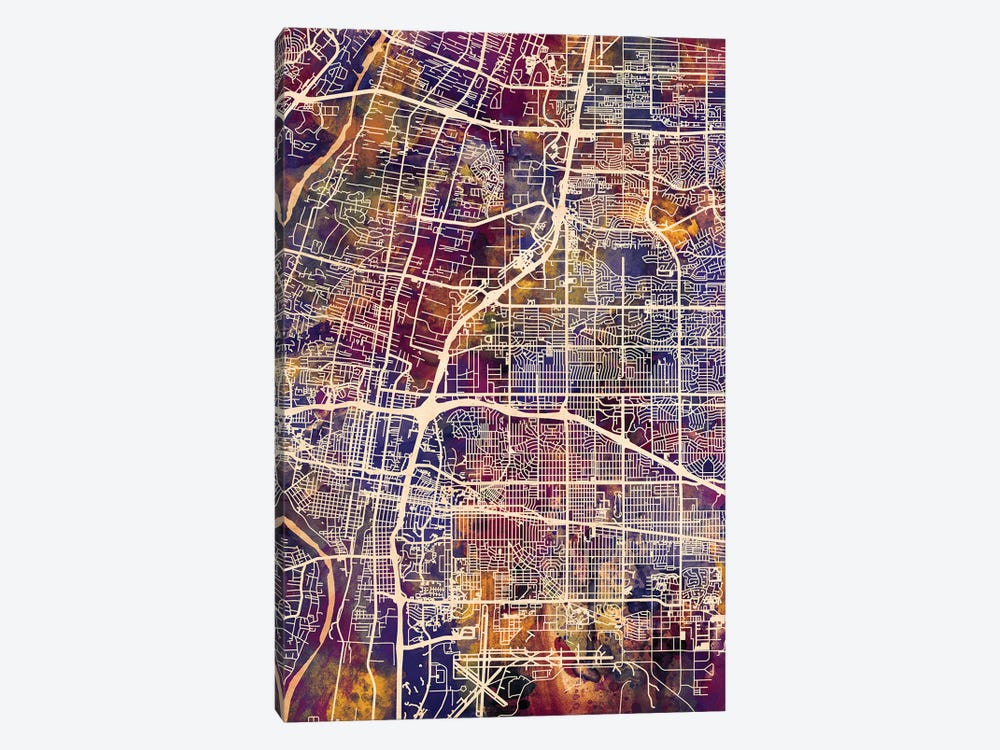 Albuquerque New Mexico City Street Map II by Michael Tompsett 1-piece Canvas Art