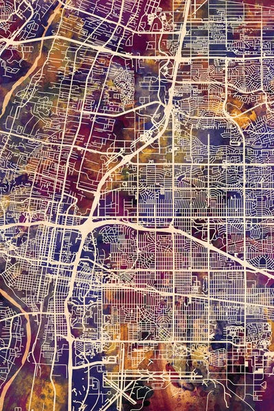 Purple Splash Albuquerque New Mexico City Street Map II