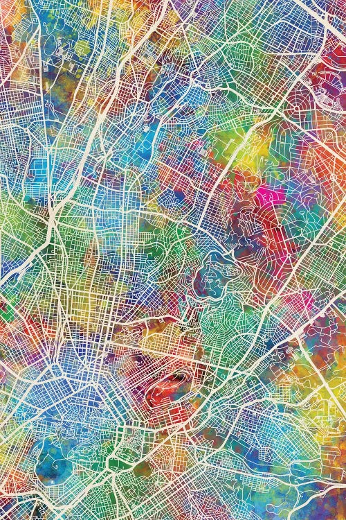 Athens Greece City Map I by Michael Tompsett wall art