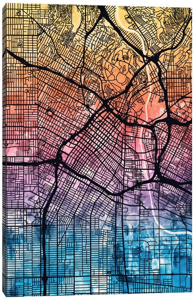 Los Angeles, California, USA Canvas Art Print - Abstract Maps Art