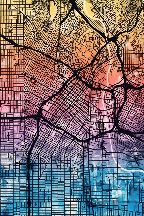 Reverse Blend Map Of Los Angeles, California, USA