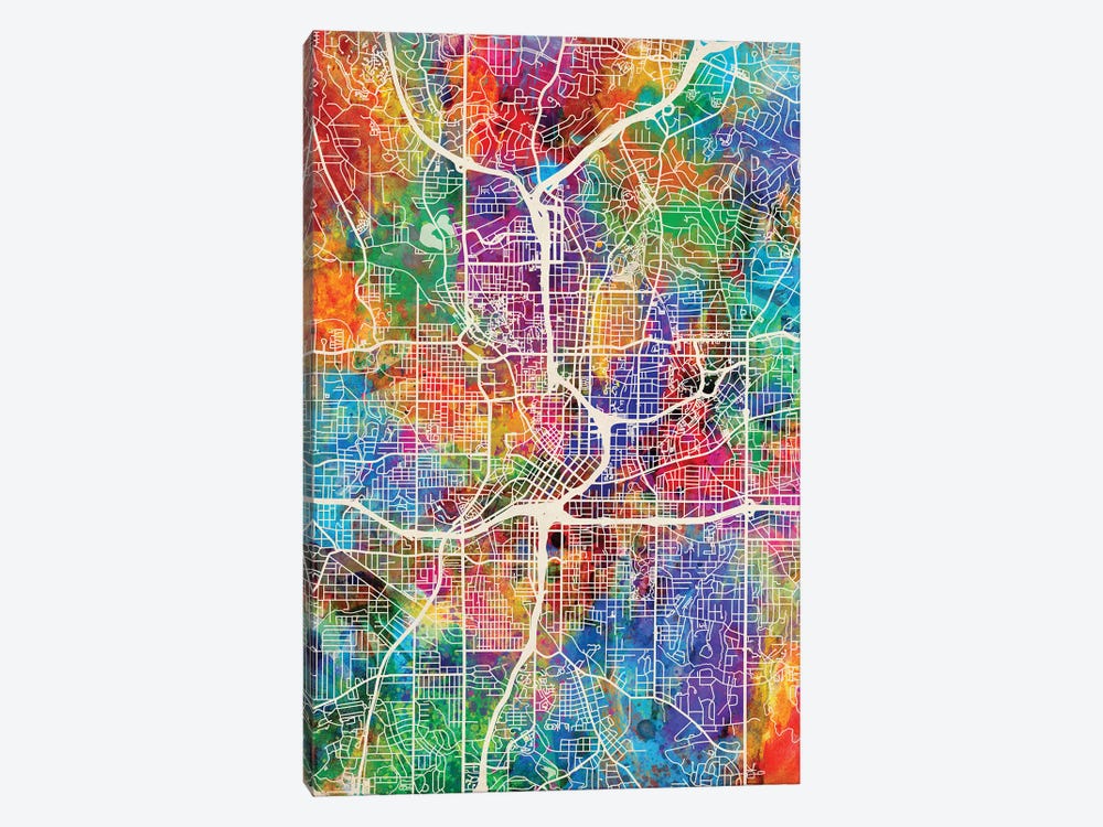 Atlanta Georgia City Map I by Michael Tompsett 1-piece Canvas Art