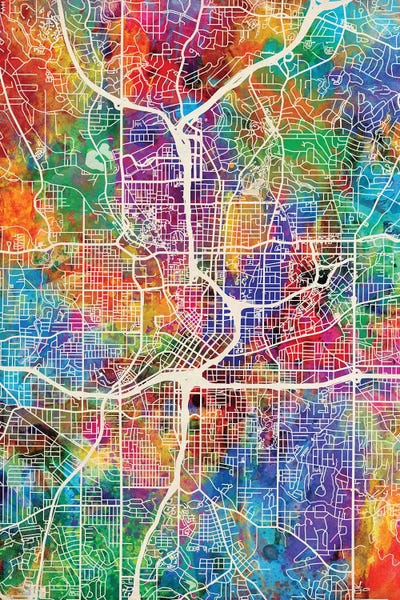 Atlanta Maps: Atlanta Georgia City Map I by Michael Tompsett