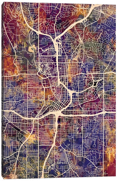 Atlanta Georgia City Map II Canvas Art Print - Georgia Art