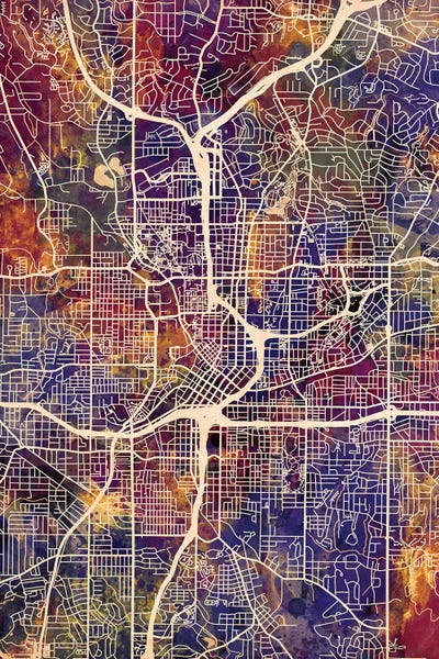 Michael Tompsett: Atlanta Georgia City Map II by Michael Tompsett