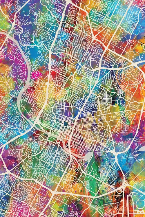 Austin Texas City Map I by Michael Tompsett wall art