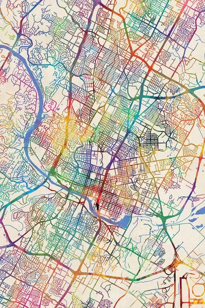 Michael Tompsett: Austin Texas City Map III by Michael Tompsett