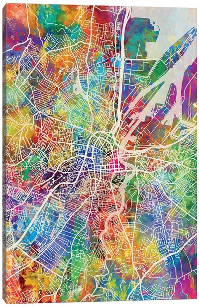 Belfast Northern Ireland City Map I Canvas Art Print