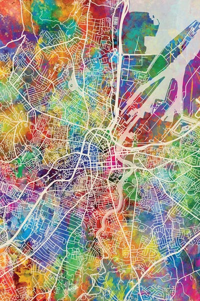 Belfast: Rainbow Splash Belfast Northern Ireland City Map I by Michael Tompsett