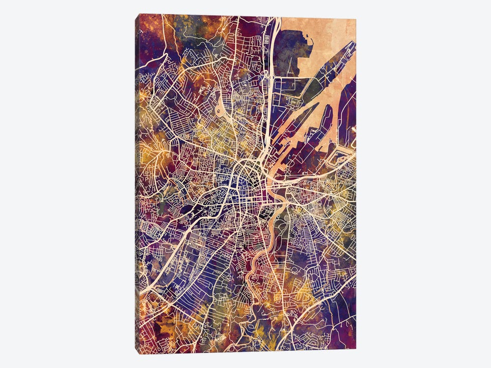 Belfast Northern Ireland City Map II by Michael Tompsett 1-piece Canvas Artwork