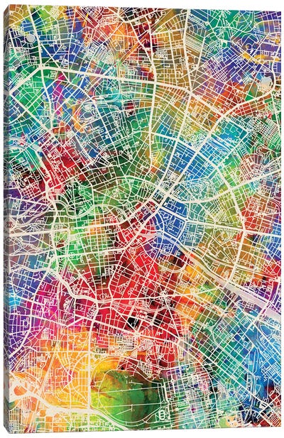 Berlin Germany City Map I Canvas Art Print - Berlin Art