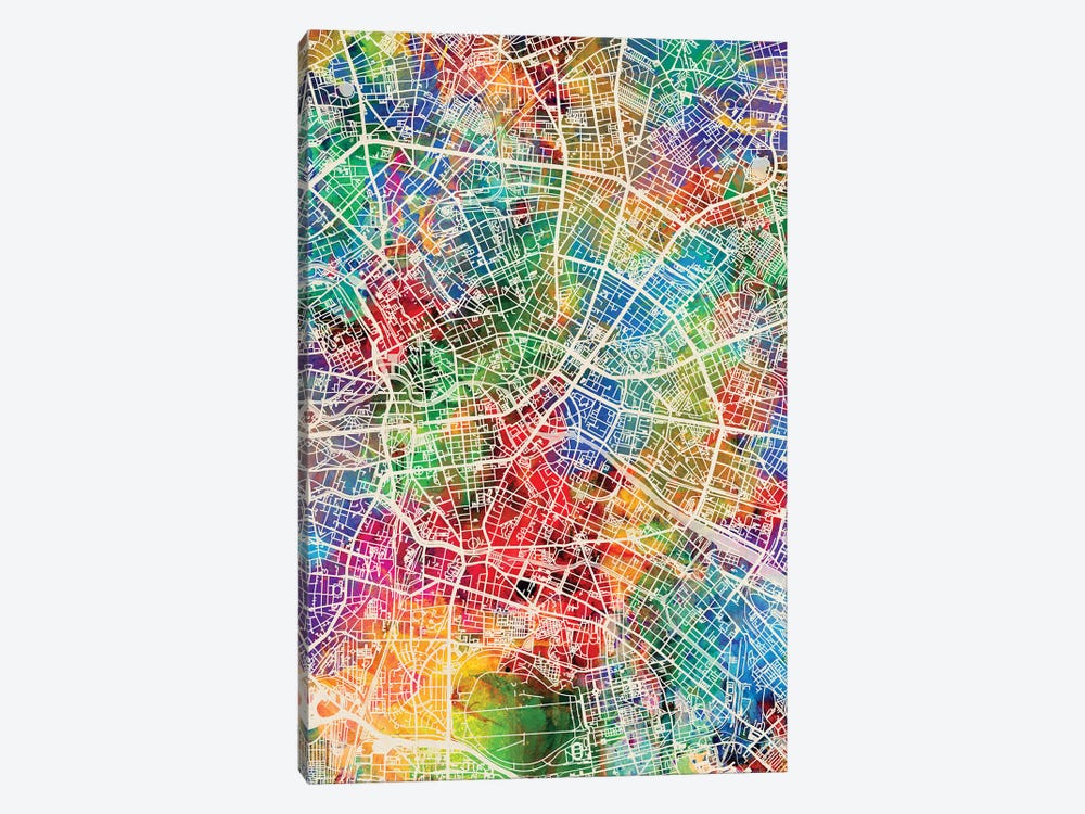 Berlin Germany City Map I by Michael Tompsett 1-piece Canvas Print