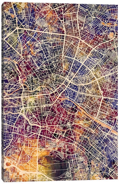 Berlin Germany City Map II Canvas Art Print - Berlin Art