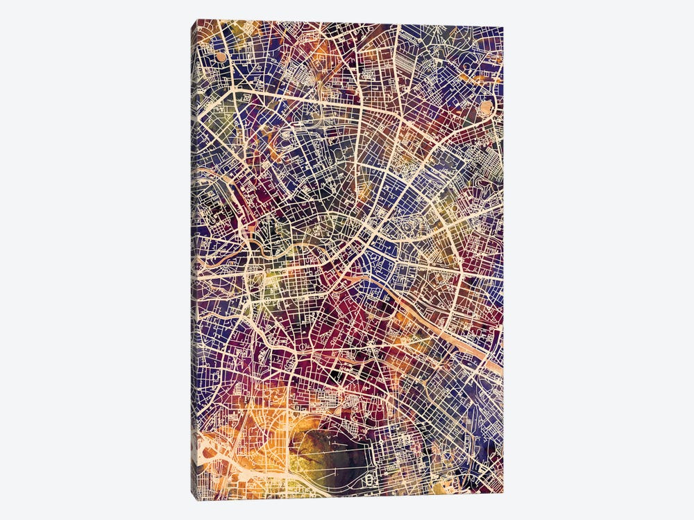 Berlin Germany City Map II by Michael Tompsett 1-piece Canvas Wall Art