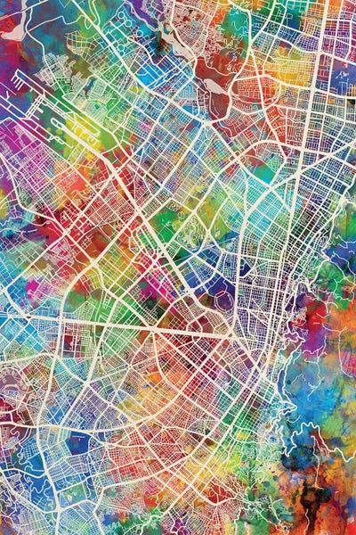 South America: Bogota Colombia City Map I by Michael Tompsett