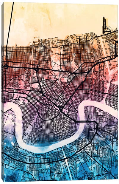 New Orleans, Louisiana, USA Canvas Art Print - Abstract Maps Art