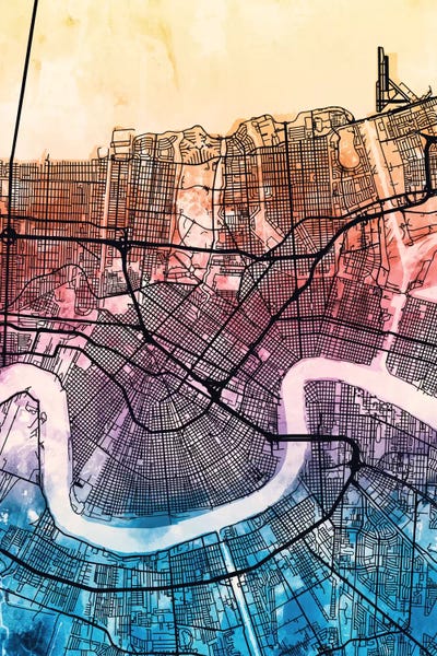 Louisiana: Reverse Blend Map Of New Orleans, Louisiana, USA by Michael Tompsett