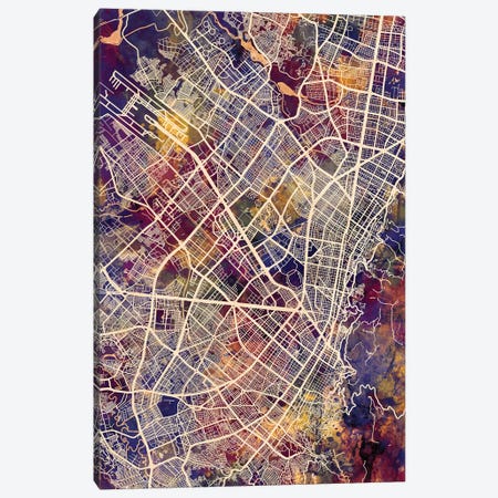 Bogota Colombia City Map II Canvas Print #MTO1680} by Michael Tompsett Canvas Artwork
