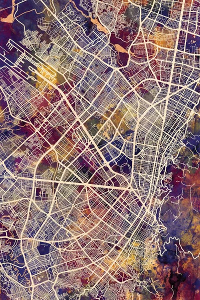 Colombia: Bogota Colombia City Map II by Michael Tompsett