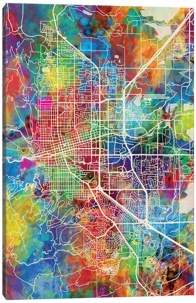 Boulder Colorado City Map I Canvas Art Print - Colorado Art