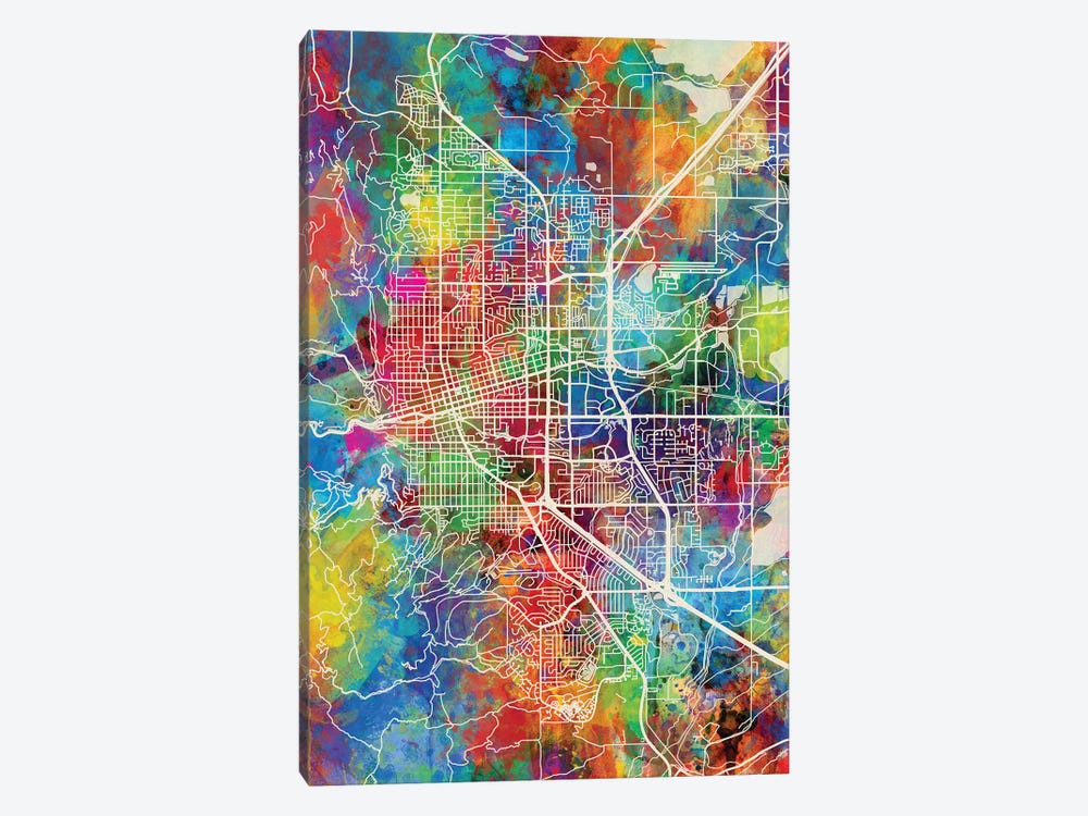 Boulder Colorado City Map I by Michael Tompsett 1-piece Canvas Artwork