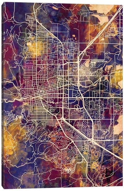 Boulder Colorado City Map II Canvas Art Print