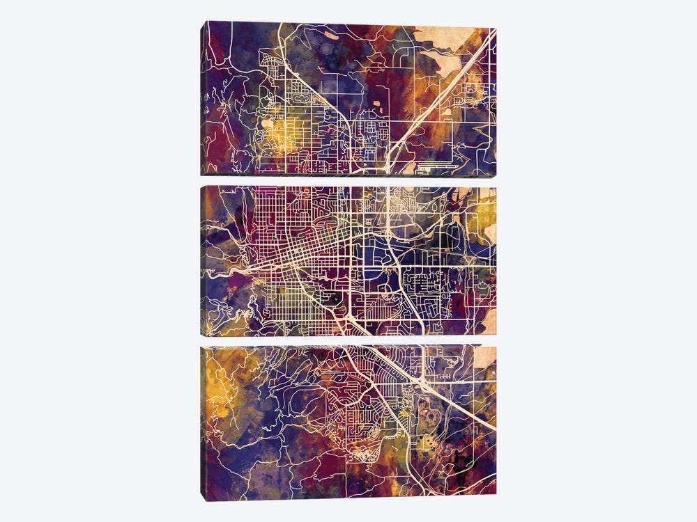 Boulder Colorado City Map II by Michael Tompsett 3-piece Art Print
