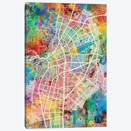 Cali Colombia City Map I Canvas Print #MTO1685} by Michael Tompsett Canvas Print