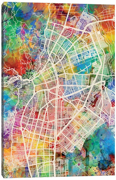 Cali Colombia City Map I Canvas Art Print - South America Art